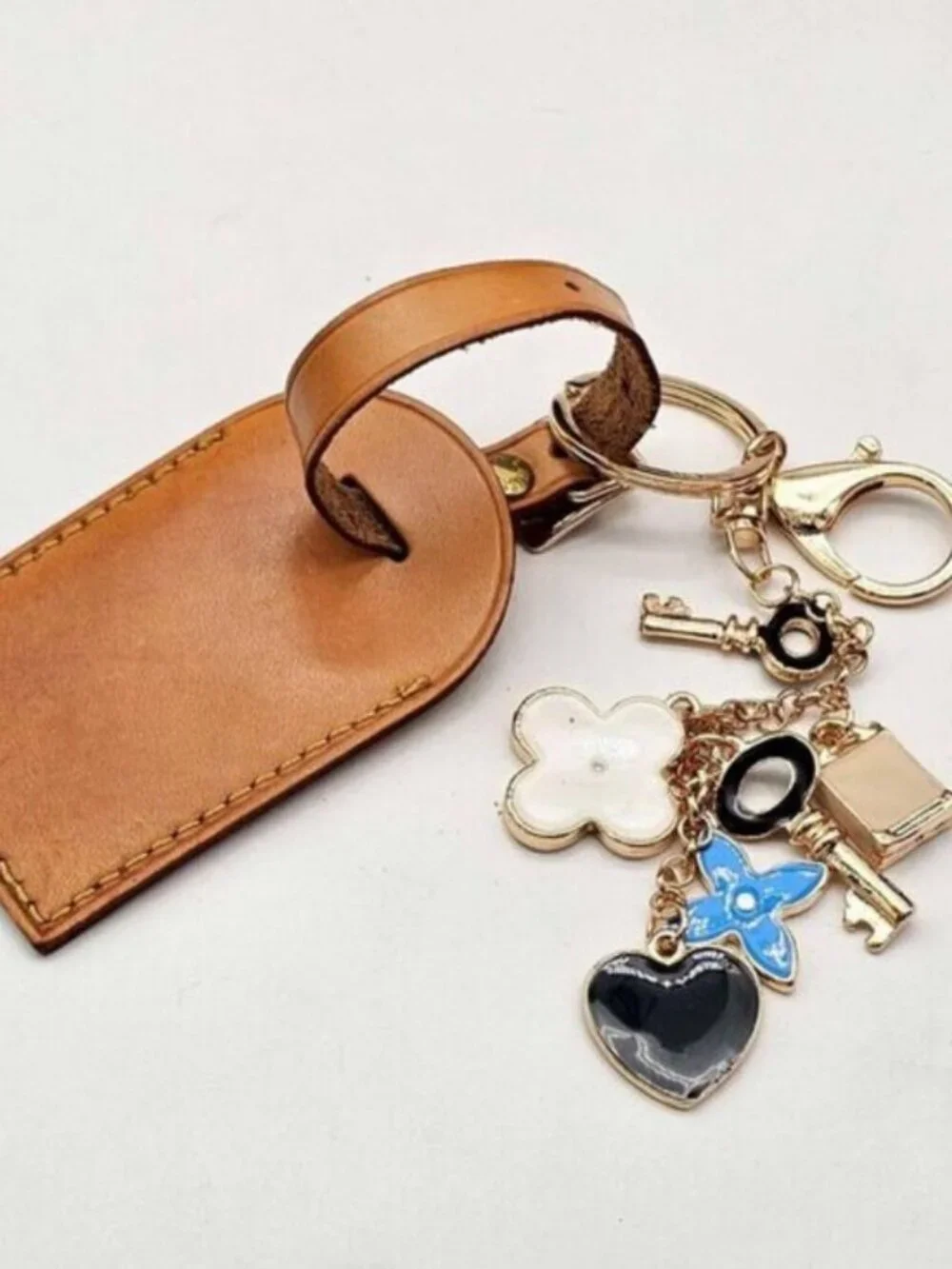 Authentic Louis Vuitton Luggage Tag with Unbranded Keycharm, Keychain